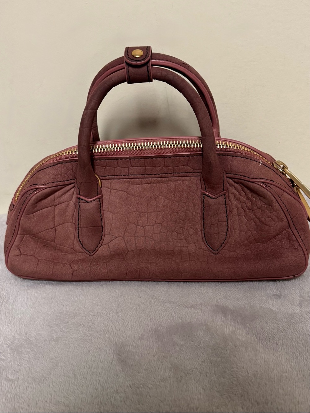 Sam Edelman Croc-Embossed Satchel in Mauve